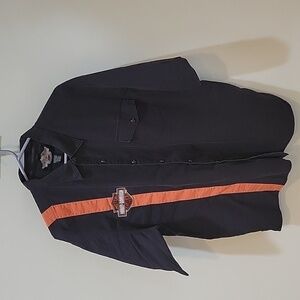 HARLEY-DAVIDSON motor clothes mechanic style button down shirt.  Size XL.